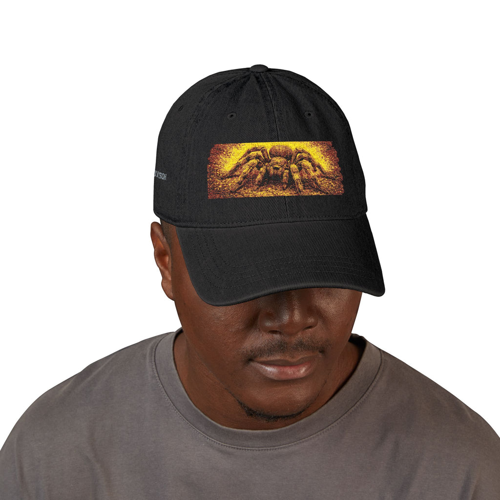 Embroidered Mountain Sunset Denim Hat — Retro Outdoor Cap