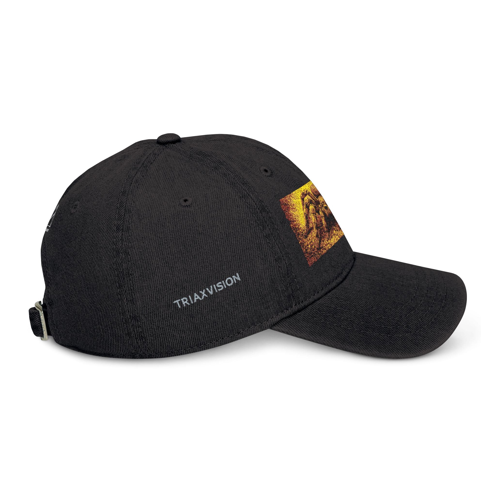 Embroidered Mountain Sunset Denim Hat — Retro Outdoor Cap