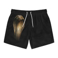Cobra Graphic Swim Trunks — Black Snake Print Beach Shorts