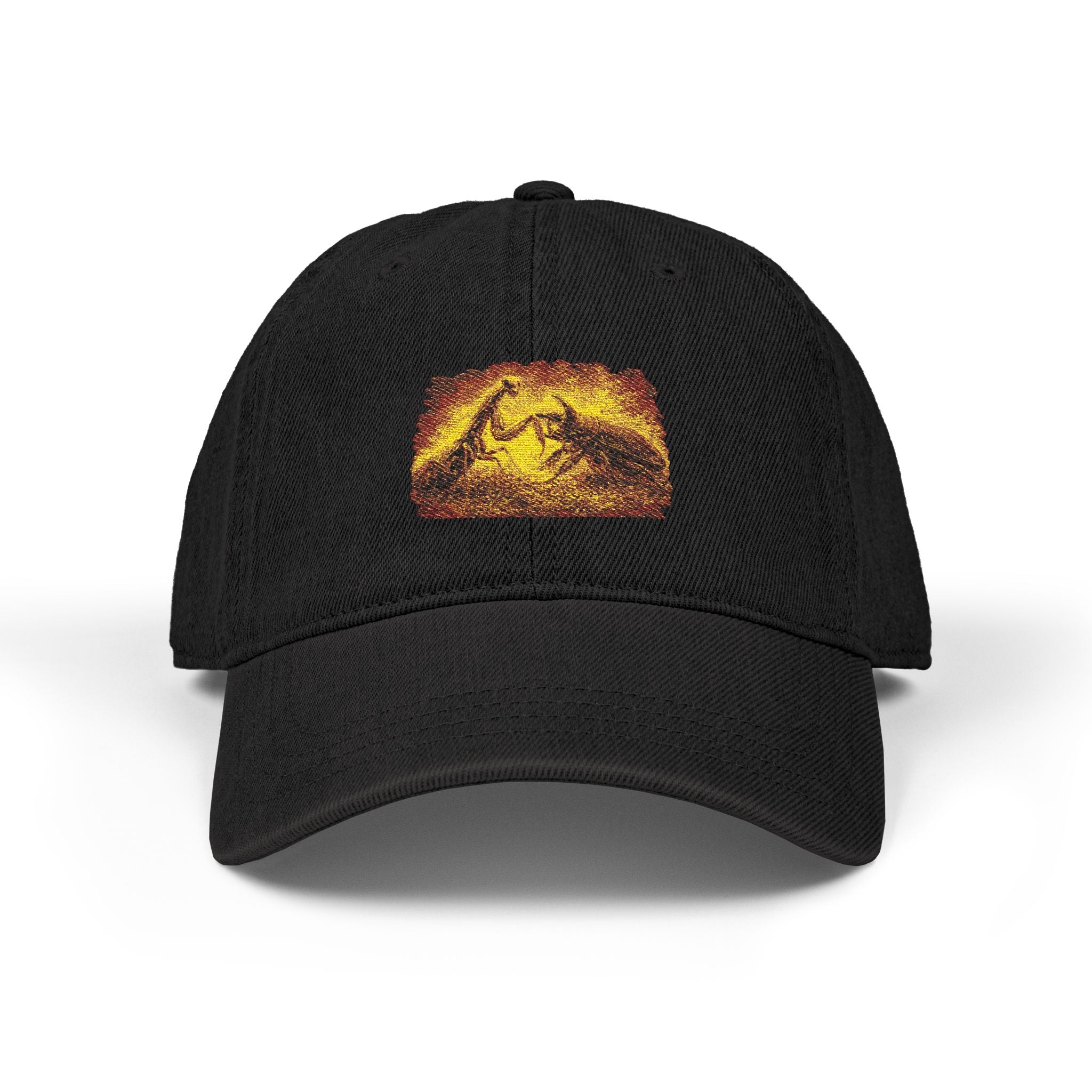 Embroidered Mountain Sunset Denim Hat — Retro Outdoor Cap