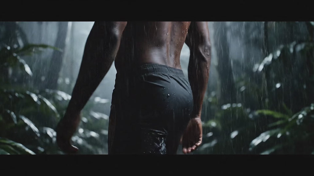 Cobra Graphic Swim Trunks — Black Snake Print Beach Shorts